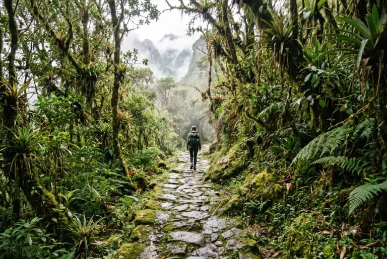 Bosque nuboso en el tramo final del Camino Inca