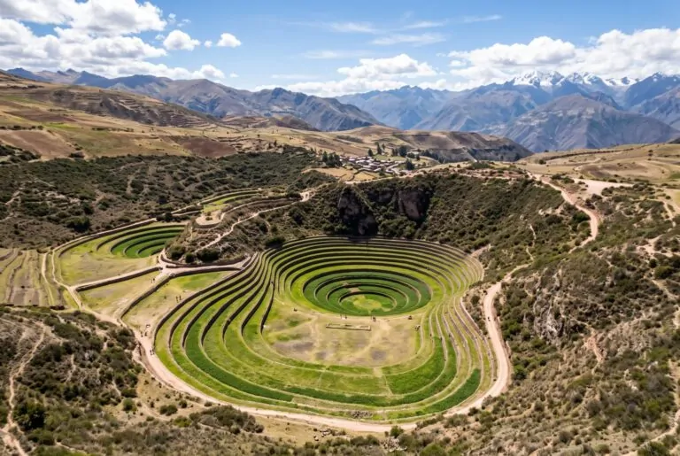 Terrazas circulares incas de Moray en la meseta de Maras