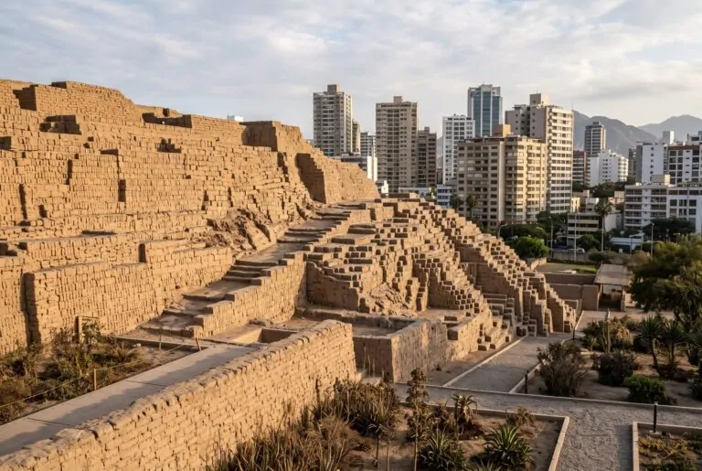 Pirámide de adobe de la Huaca Pucllana en Miraflores, Lima