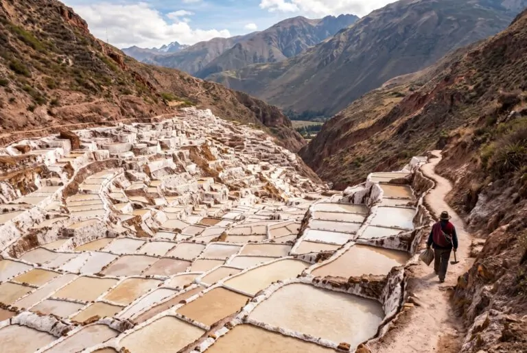 Salineras de Maras con sus pozas blancas en terrazas